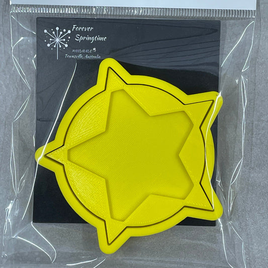 Country SHERIFF STAR debossed Cookie Cutter and Debosser Stamp for Fondant / Polymer Clay / Clay / Plasticine