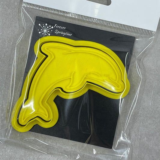 Ocean DOLPHIN Cookie Cutter and Embosser Stamp for Fondant / Polymer Clay / Clay / Plasticine
