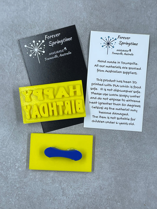 BIRTHDAY Happy Birthday 'A' Embosser Stamp for Fondant / Polymer Clay / Clay / Plasticine