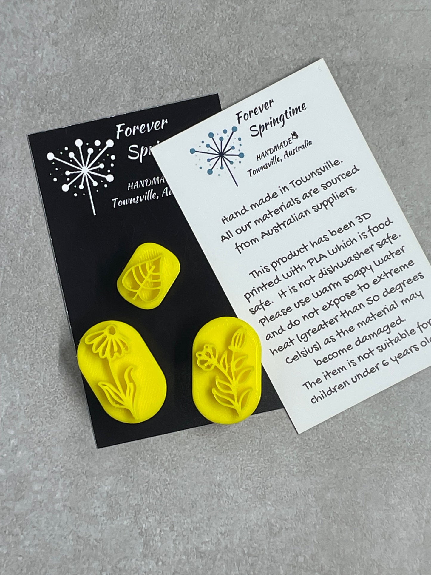 LEAVES and FLOWERS 'B' Embossed - 3 Stamps for Fondant / Polymer Clay / Clay / Plasticine