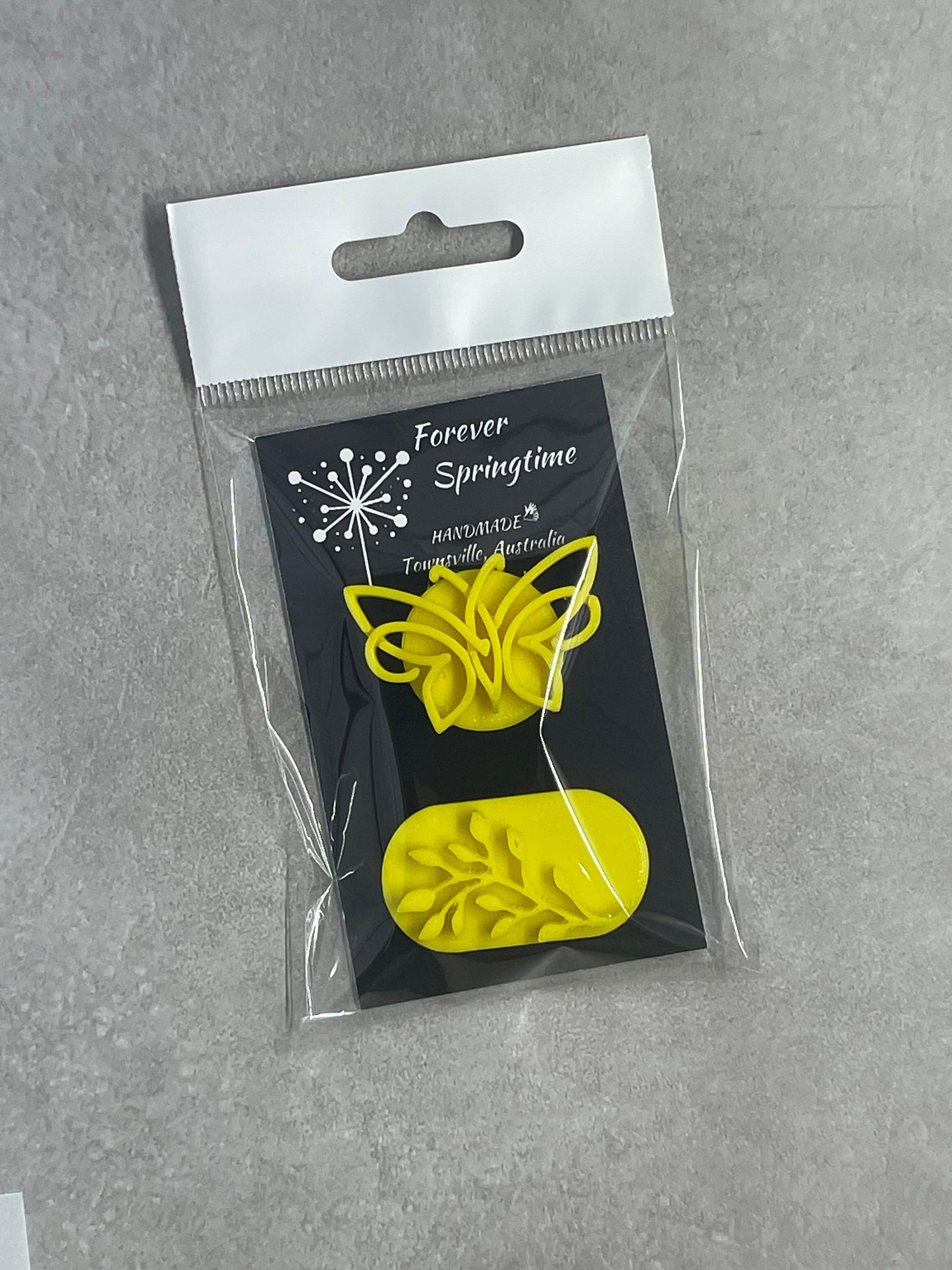 Flowers BUTTERFLY (small) and PLANT Embossed - 2 Stamps for Fondant / Polymer Clay / Clay / Plasticine