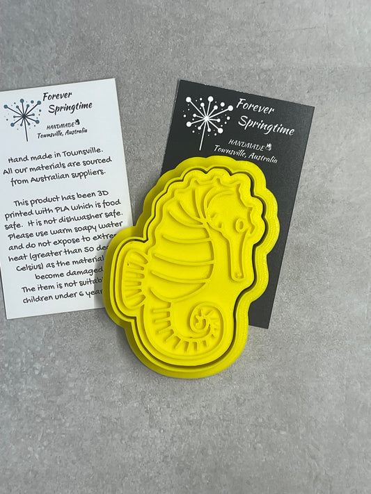 Ocean SEAHORSE Cookie Cutter and Embosser Stamp for Fondant / Polymer Clay / Clay / Plasticine