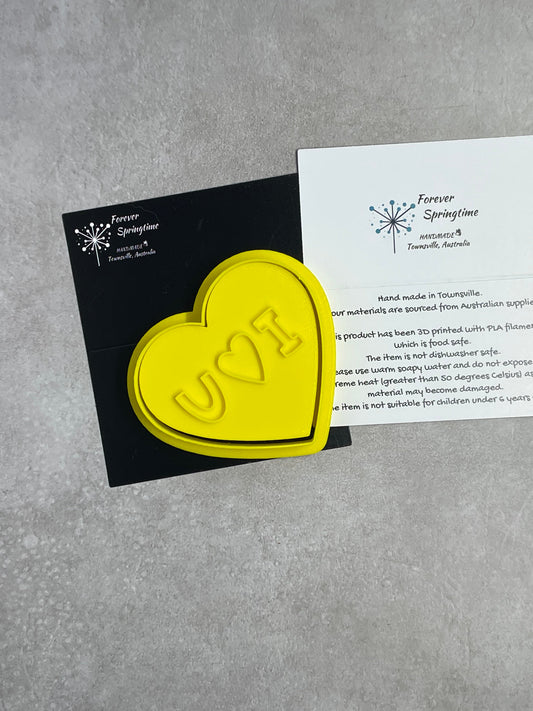 Love I LOVE YOU HEART Cookie Cutter and Embosser Stamp for Fondant / Polymer Clay / Clay / Plasticine