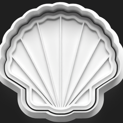 Ocean FAN SHELL Shaped Cookie Cutter and Embosser Stamp for Fondant / Polymer Clay / Clay / Plasticine
