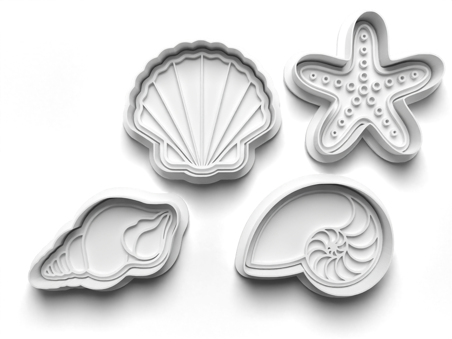 Ocean FAN SHELL Shaped Cookie Cutter and Embosser Stamp for Fondant / Polymer Clay / Clay / Plasticine