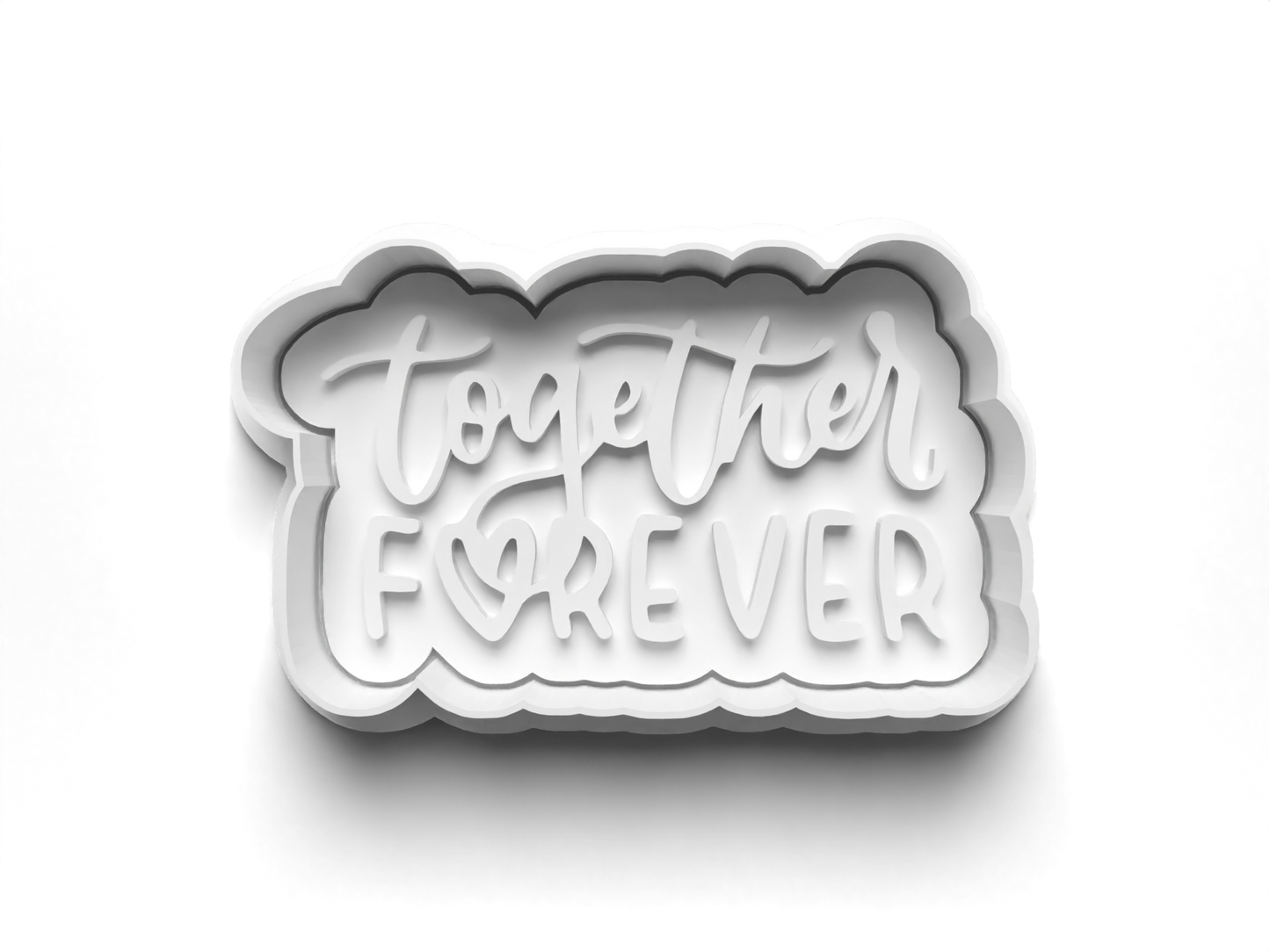 Love TOGETHER FOREVER Cookie Cutter and Embosser Stamp for Fondant / Polymer Clay / Clay / Plasticine