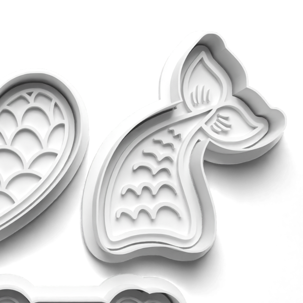 MERMAID TAIL Cookie Cutter and Embosser Stamp for Fondant / Polymer Clay / Clay / Plasticine