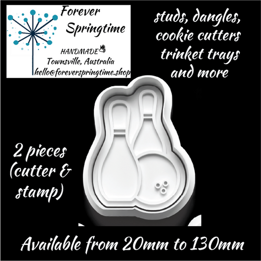 Ten Pin (2 pins and bowl) Bowling Cutter/Embosser Stamp: Art, Baking, Craft