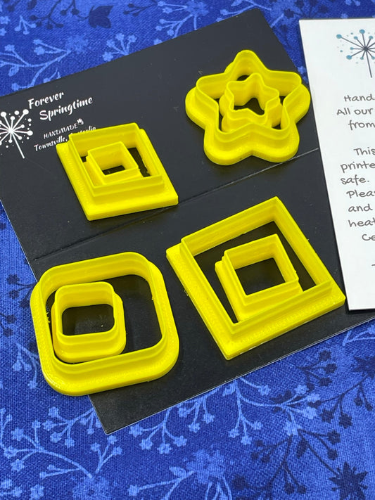 Squares and stars PACK Cutters (8 cutters) for Fondant / Polymer clay / Clay / Plasticine