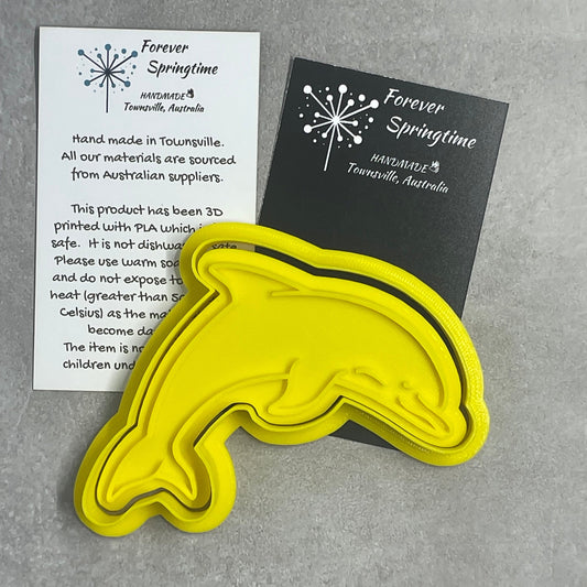Ocean DOLPHIN Cookie Cutter and Embosser Stamp for Fondant / Polymer Clay / Clay / Plasticine