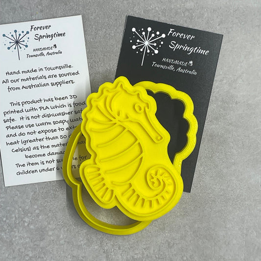 Ocean SEAHORSE Cookie Cutter and Embosser Stamp for Fondant / Polymer Clay / Clay / Plasticine