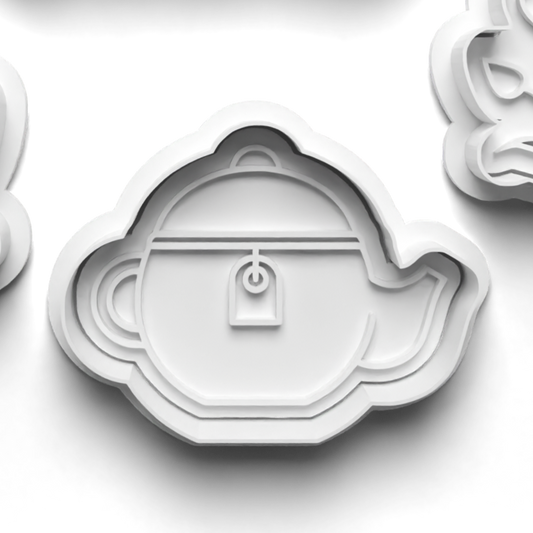 Tea Party TEA POT Cookie Cutter and Embosser Stamp for Fondant / Polymer Clay / Clay / Plasticine