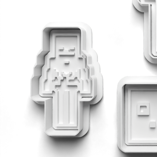 Pixel People (c) Cookie Cutter and Stamp for Fondant / Polymer Clay / Clay / Plasticine