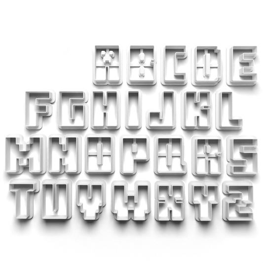Pixel Box LETTERS Cookie Cutter for Fondant / Polymer Clay / Clay / Plasticine