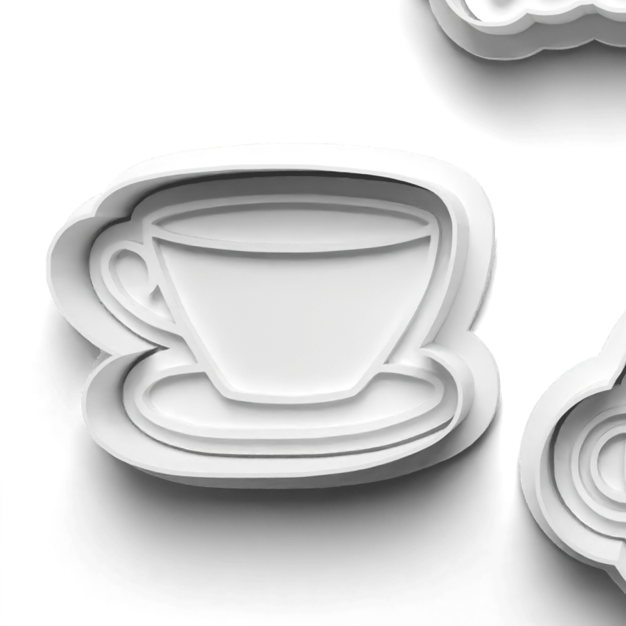 Tea Party TEA CUP Cookie Cutter and Embosser Stamp for Fondant / Polymer Clay / Clay / Plasticine