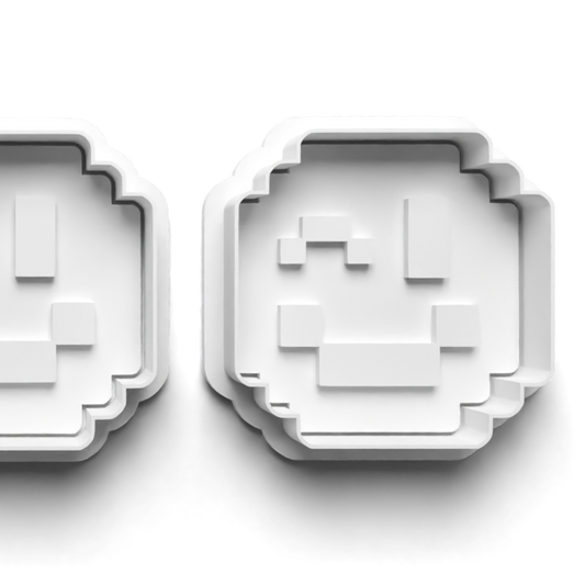 Pixel Face (a) Cookie Cutter and Stamp for Fondant / Polymer Clay / Clay / Plasticine